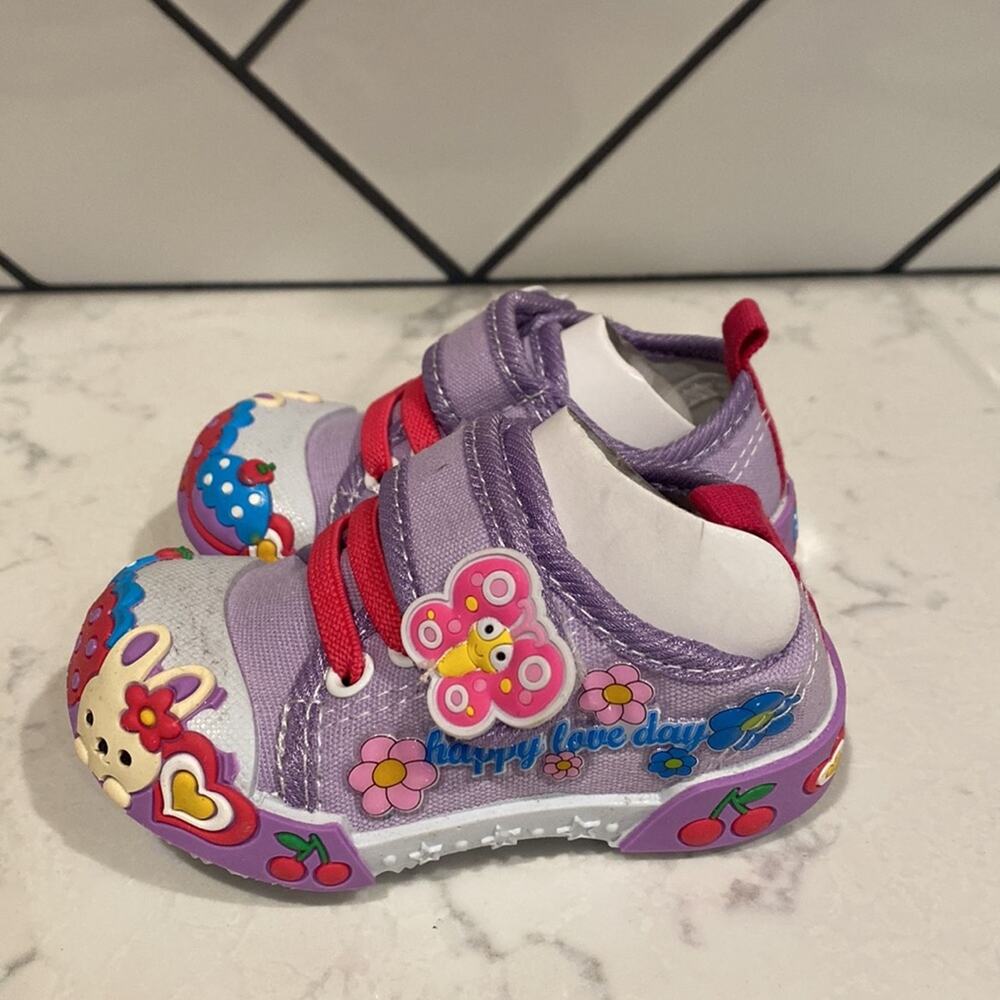 Papos purple bunny sneaker girls closure girly cute maximalist size 1